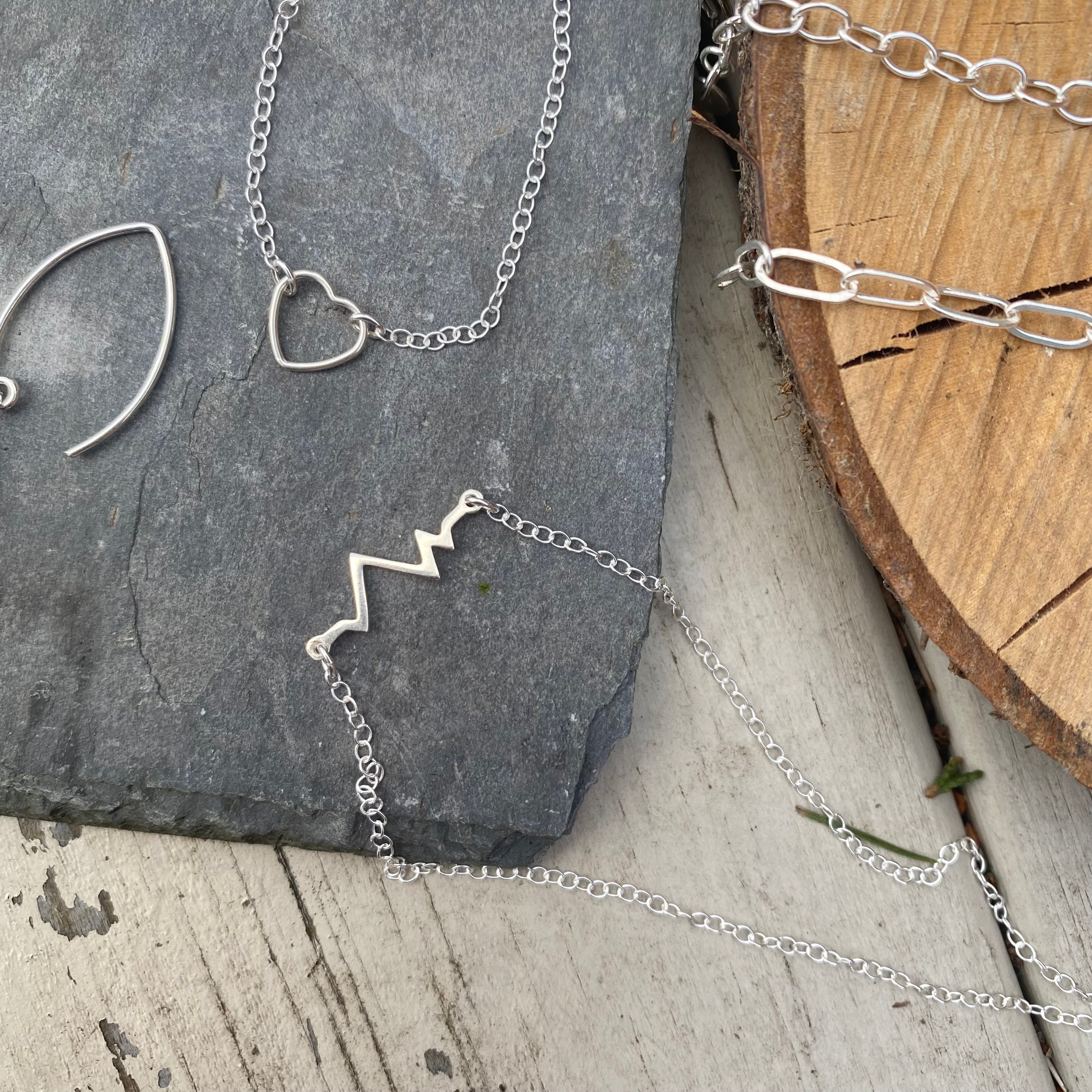 Quirky Jewellery - Sterling Silver Heartbeat Necklace