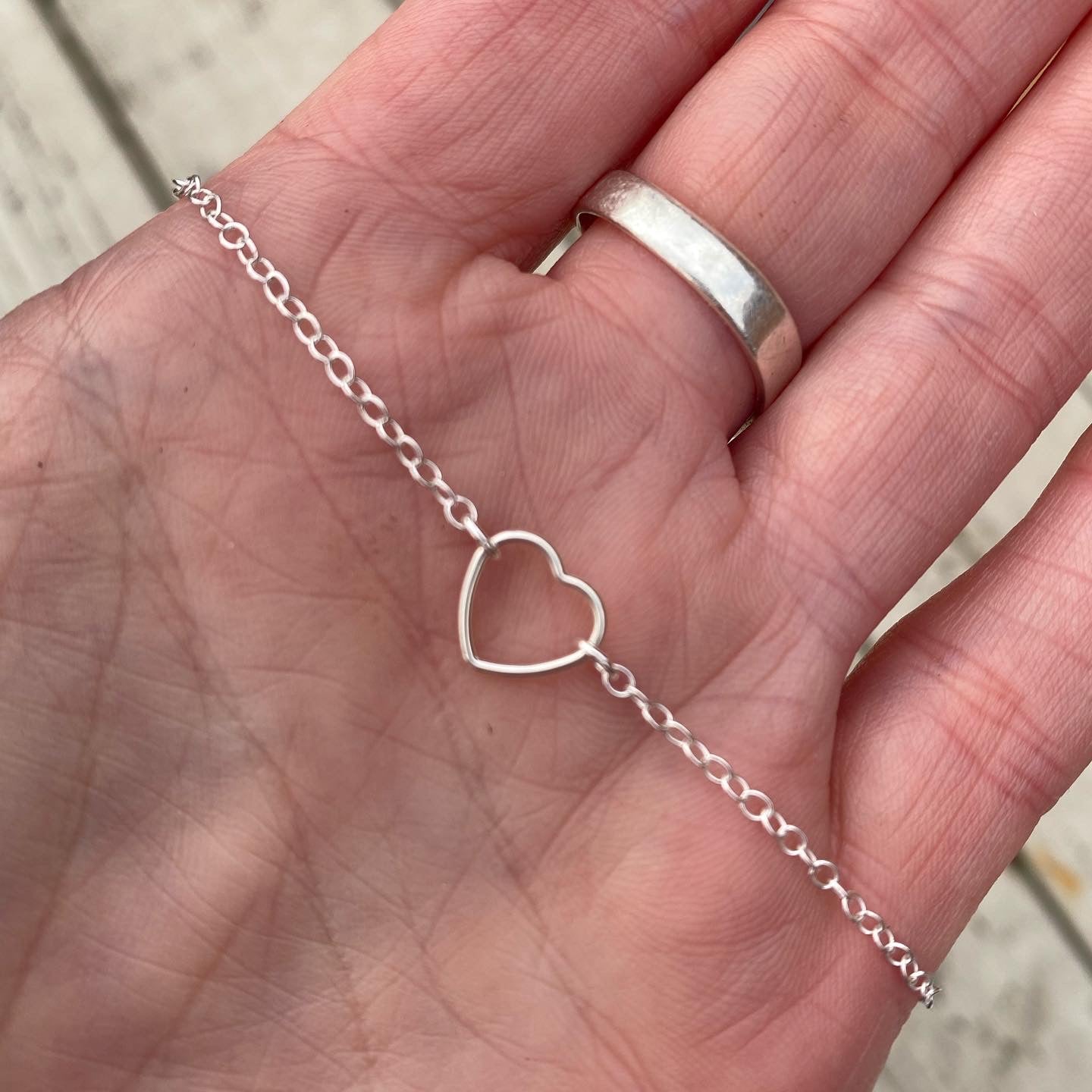 Sterling Silver Open Heart Necklace Valentine Gift for Her