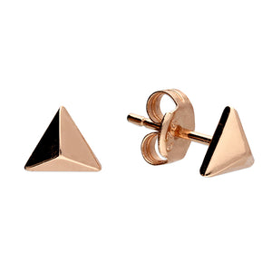 Triangle Stud Earrings - Rose Gold Plated Sterling Silver