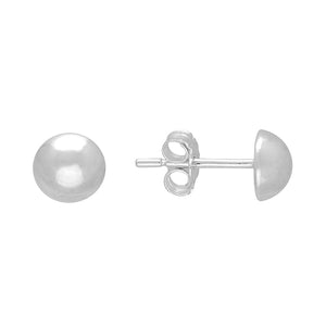 Dome Simple Stud Earrings - Sterling Silver - 6mm