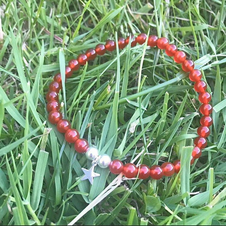 Carnelian Anklet - Silver Star Ankle Bracelet