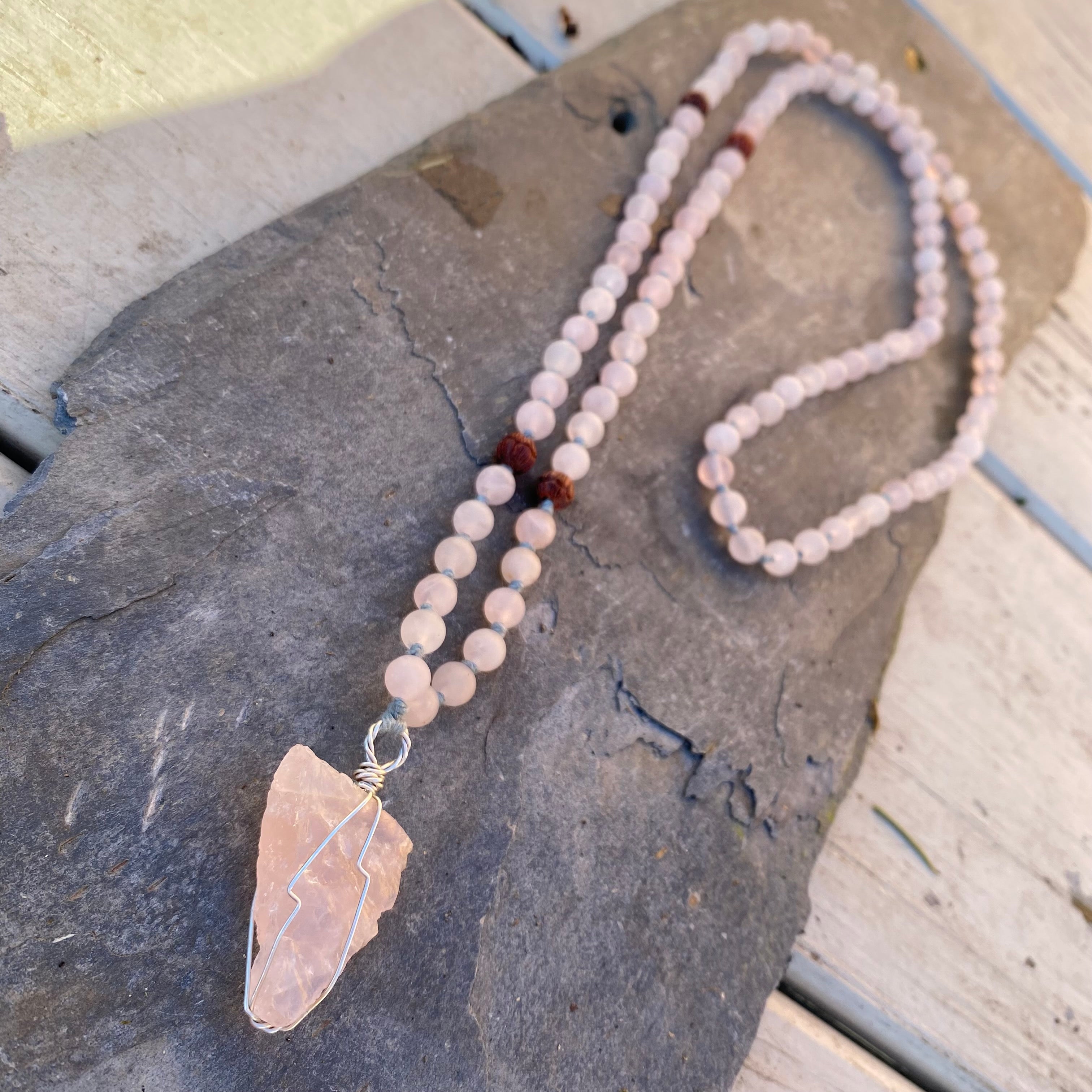 Rose Quartz Zen Mala Necklace