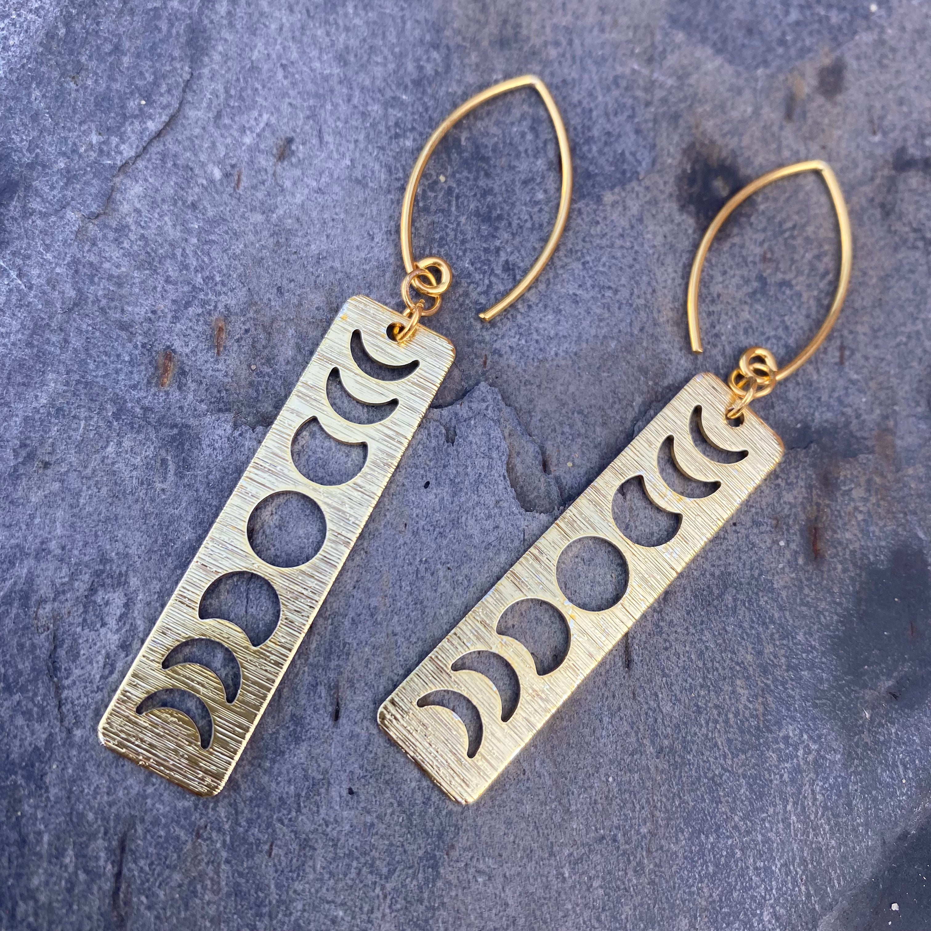 Moon Phases Earrings - Gold Plated Sterling Silver Jewellery
