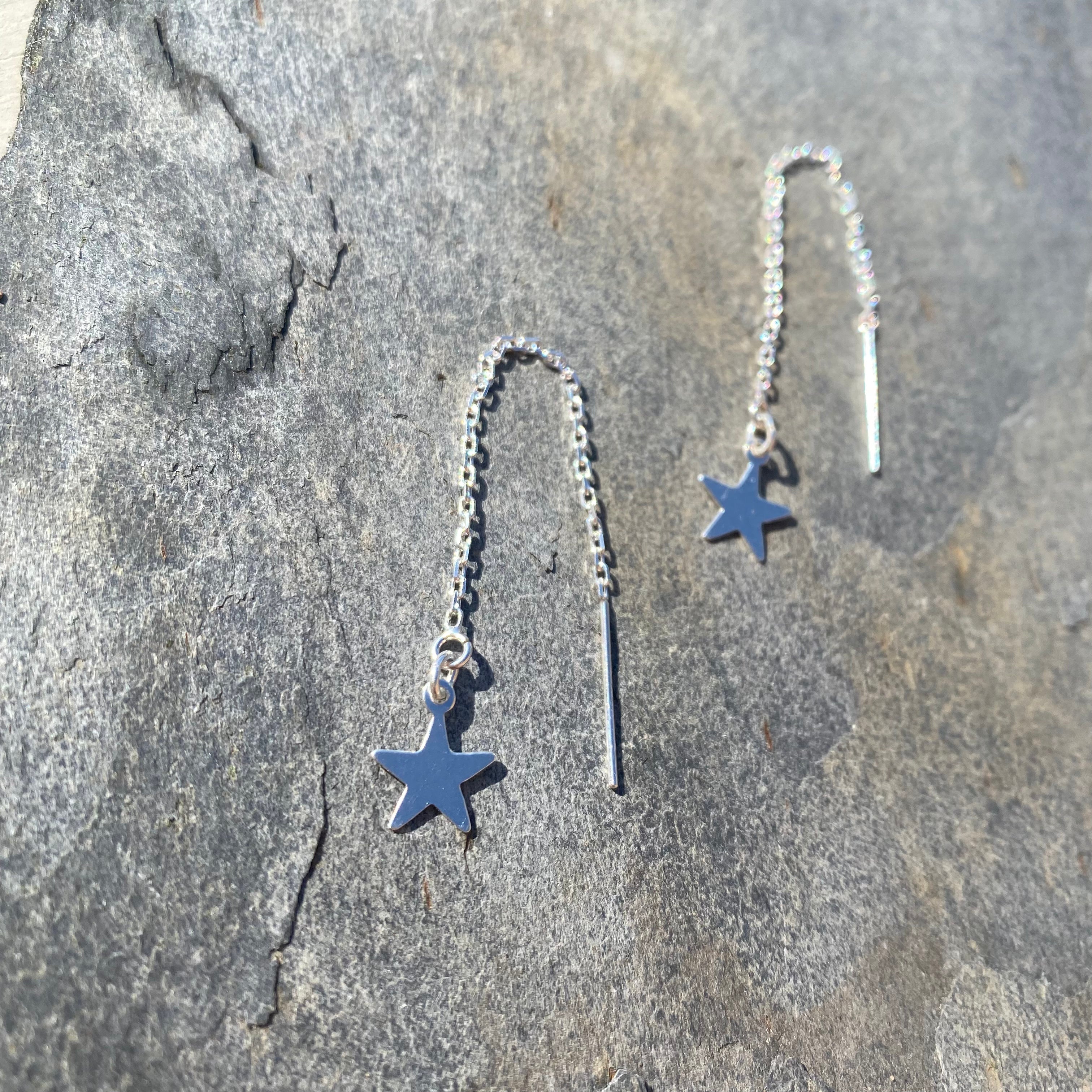 Star Threader Earrings - Sterling Silver Jewellery