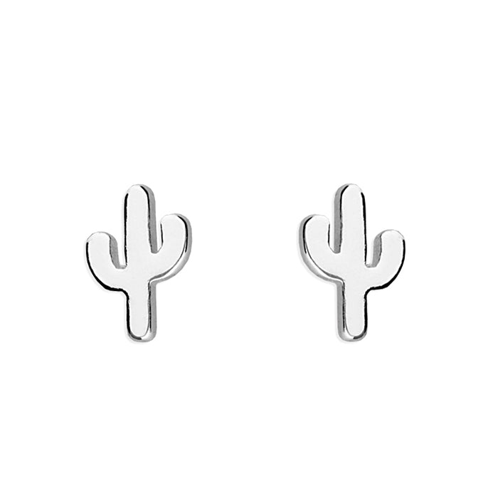 Quirky Cactus Stud Earrings - Sterling Silver