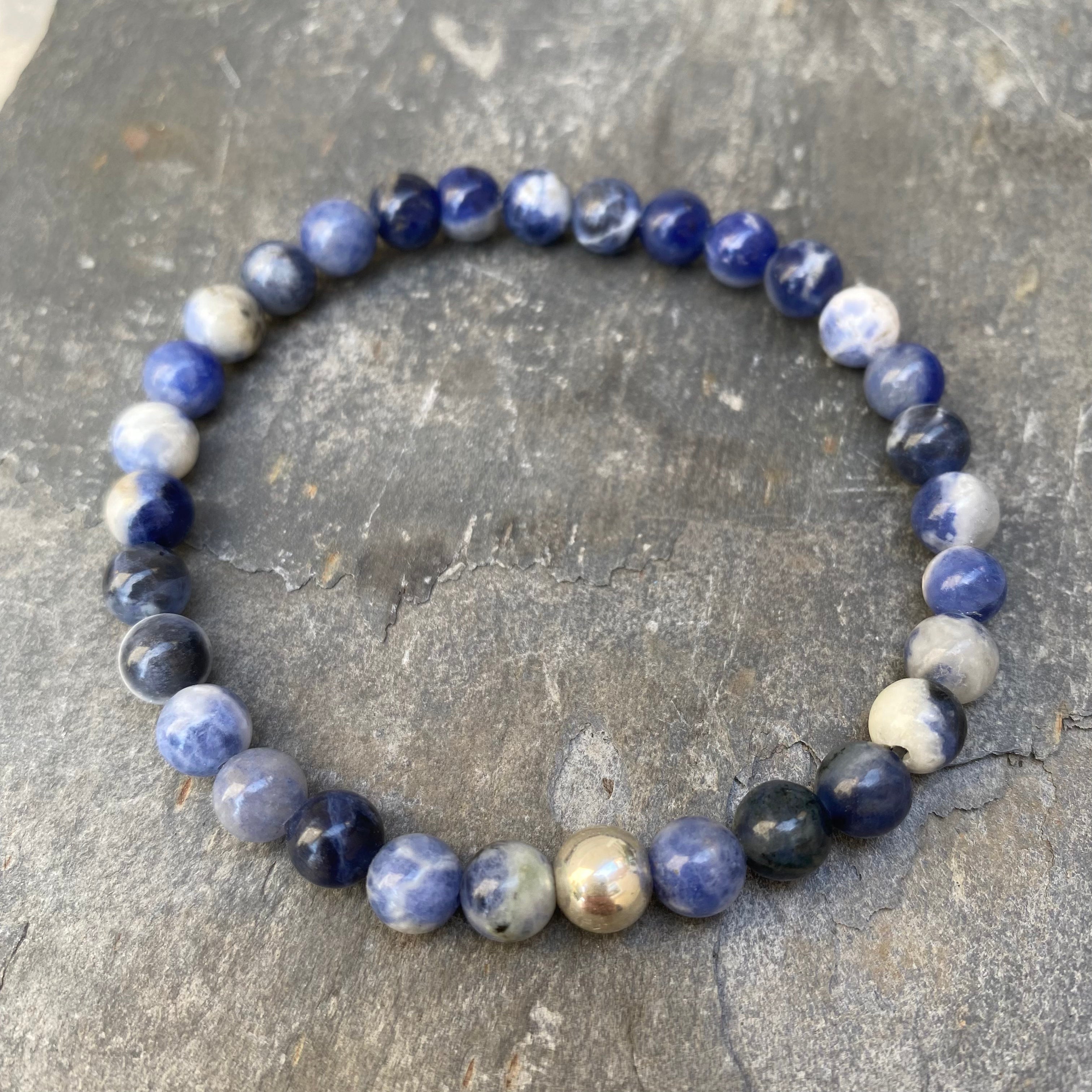 Men’s Jewellery Sodalite Bracelet - Sterling Silver and Gemstone Bracelet