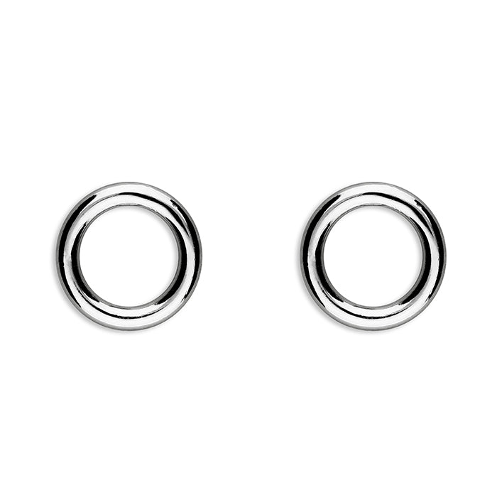 Open Circle Stud Earrings - Sterling Silver