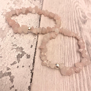 Rose Quartz Crystal Chips Bracelet - Love Stone