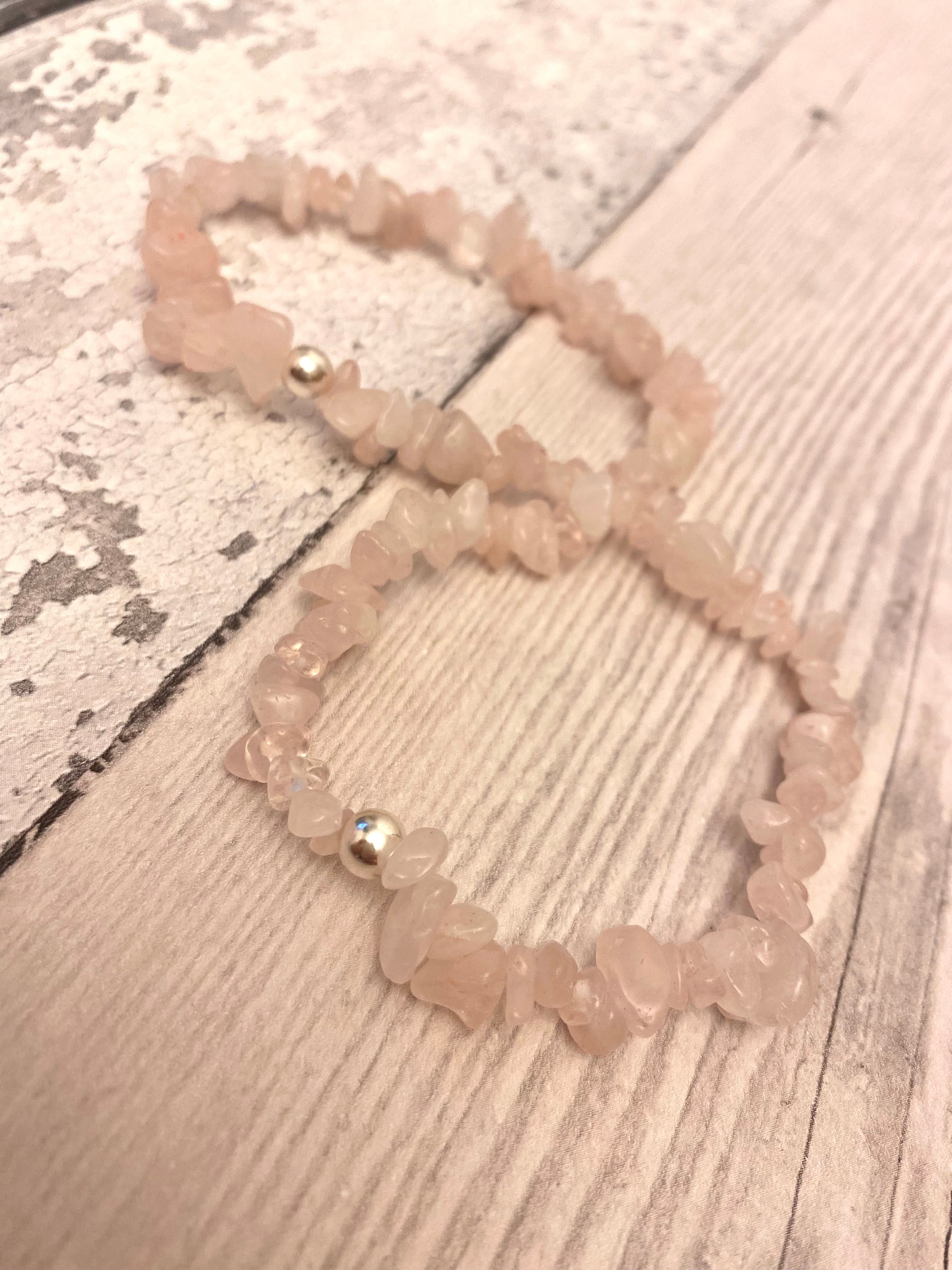 Rose Quartz Crystal Chips Bracelet - Love Stone