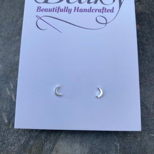 Cute Moon Stud Earrings - Sterling Silver Jewellery