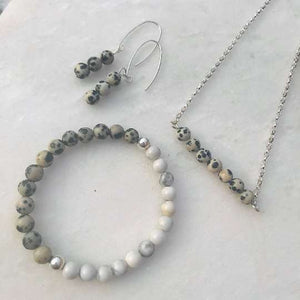 Dalmatian Jasper Bar Necklace - Sterling Silver and Gemstone
