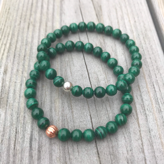 Malachite Green Gemstone Bracelet - Well Being Crystal Jewellery - May birthstone