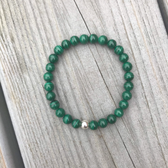 Malachite Green Gemstone Bracelet - Well Being Crystal Jewellery - May birthstone