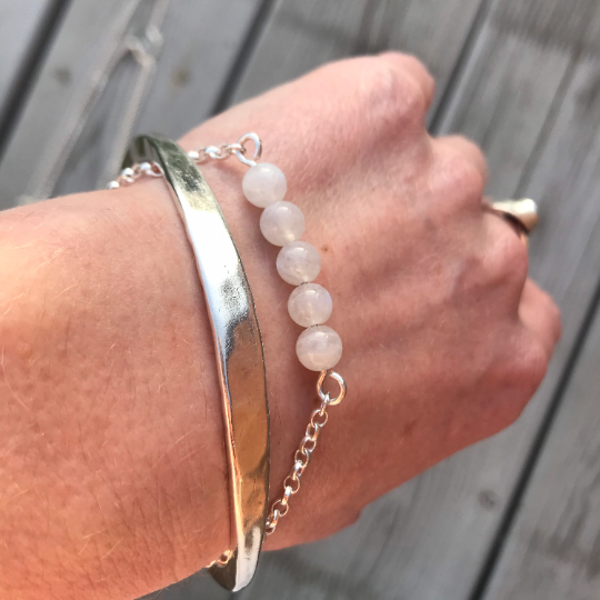 Moonstone Bar Bracelet - Sterling Silver - June Birthstone Jewellery Gift