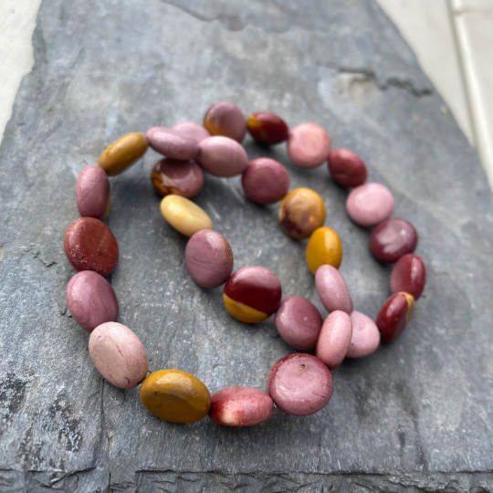 Mookaite Bracelets - Gemstone Coin Beads - Crystal Healing Jewellery