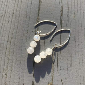 Moonstone Gemstone Dangle Earrings - Sterling Silver Jewellery - June Birthstone Gift