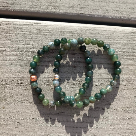 Moss Agate Gemstone Bracelet - Well Being Crystal Jewellery