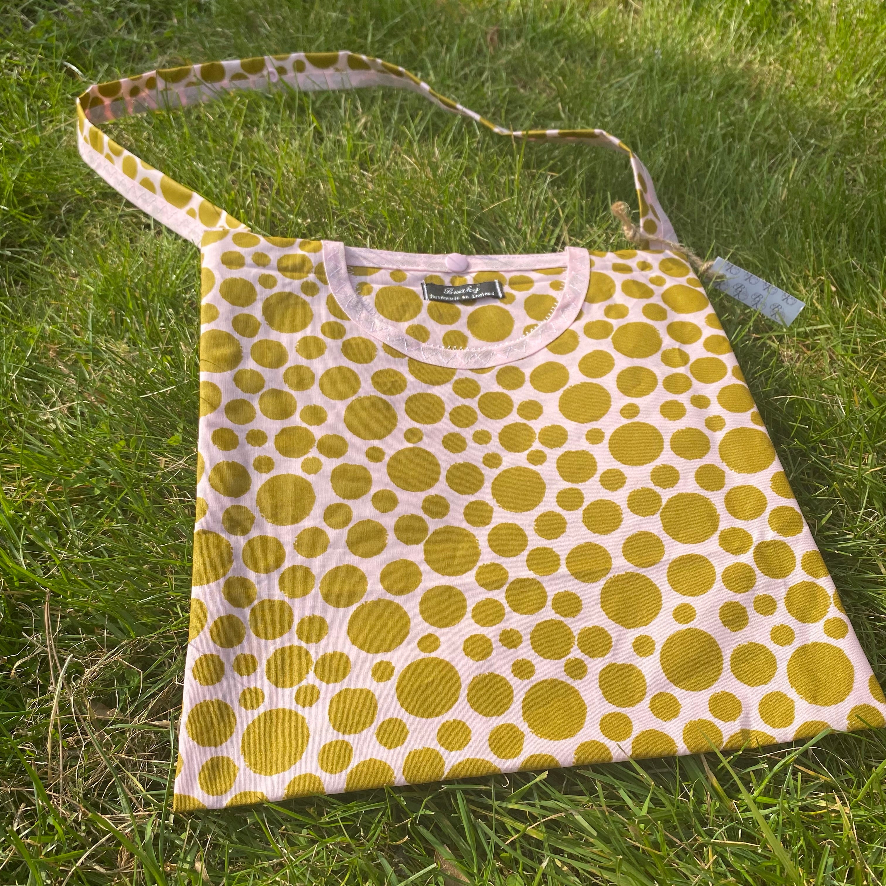 Spotty Peg Bag - Mustard and Pale Pink