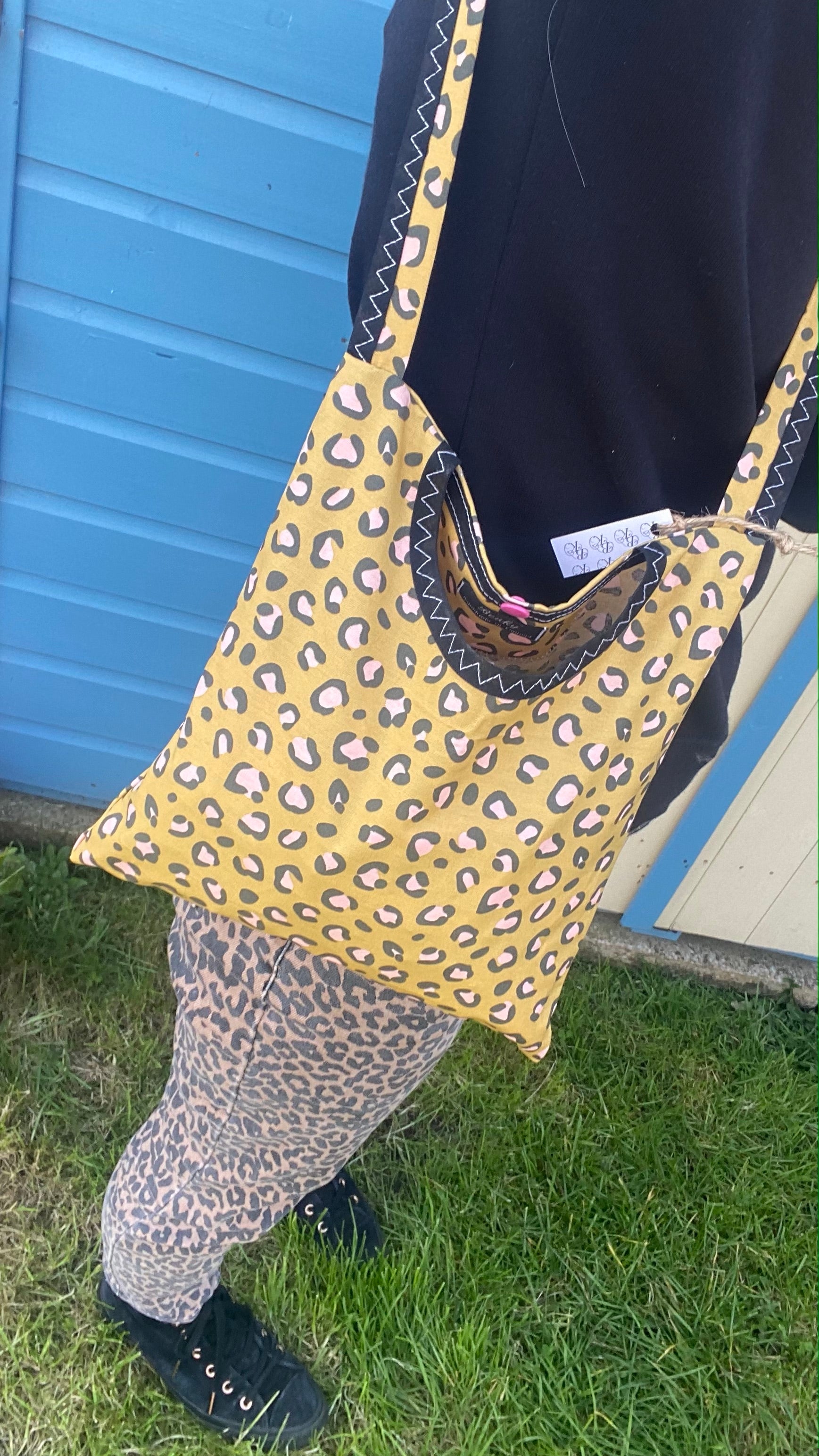 Peg Bag - Mustard and Pink