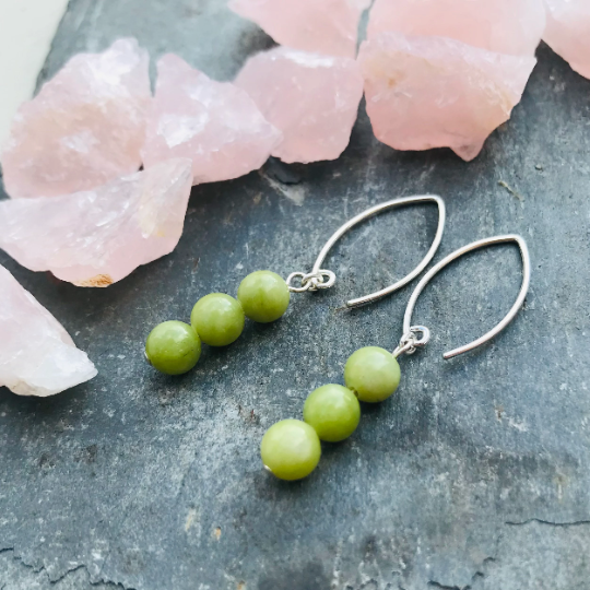 Peridot Gemstone Dangle Earrings - Sterling Silver - August Birthday Jewellery Gifts