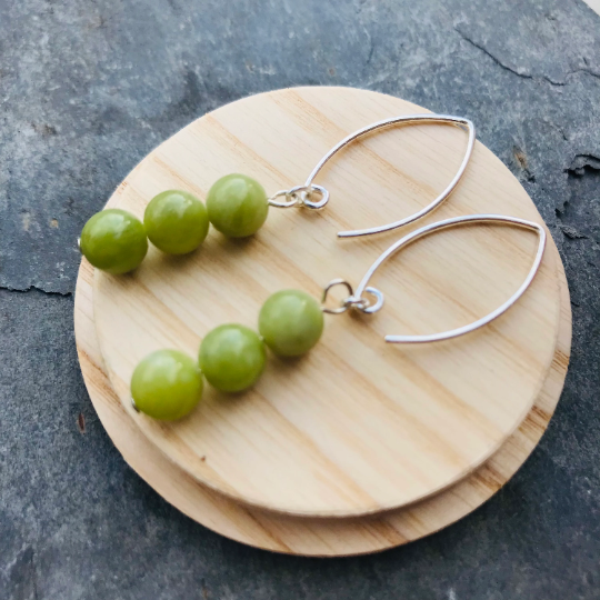 Peridot Gemstone Dangle Earrings - Sterling Silver - August Birthday Jewellery Gifts