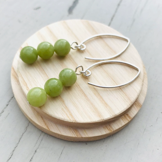 Peridot Gemstone Dangle Earrings - Sterling Silver - August Birthday Jewellery Gifts