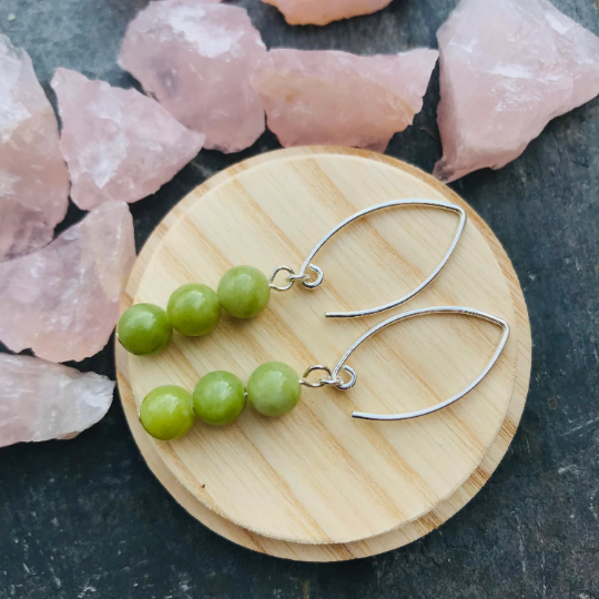 Peridot Gemstone Dangle Earrings - Sterling Silver - August Birthday Jewellery Gifts