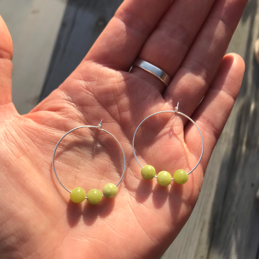 Peridot Gemstone Earrings - Sterling Silver Hoops - August Birthstone Jewellery Gift