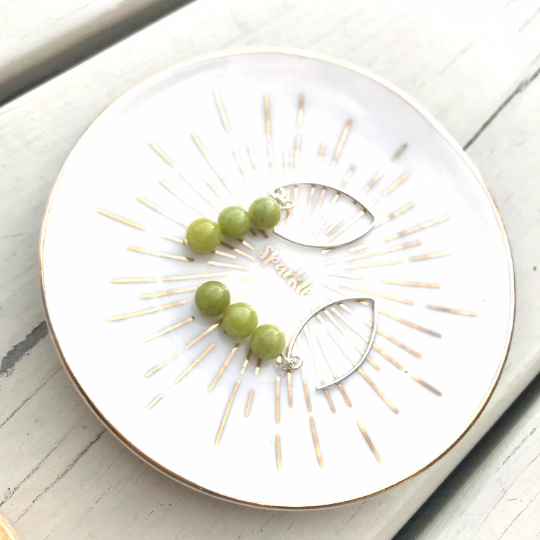 Peridot Gemstone Dangle Earrings - Sterling Silver - August Birthday Jewellery Gifts