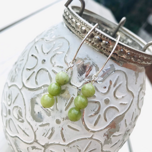 Peridot Gemstone Dangle Earrings - Sterling Silver - August Birthday Jewellery Gifts