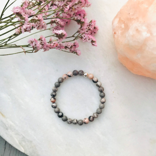 Pink Zebra Jasper Gemstone Bracelet - Well Being Crystal Jewellery