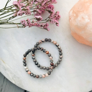 Pink Zebra Jasper Gemstone Bracelet - Well Being Crystal Jewellery