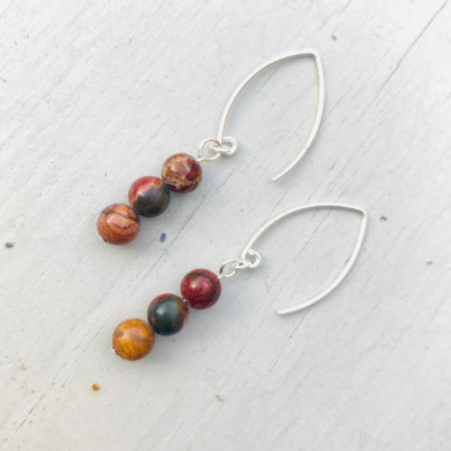 Red Creek Jasper Gemstone Dangle Earrings - Sterling Silver Jewellery