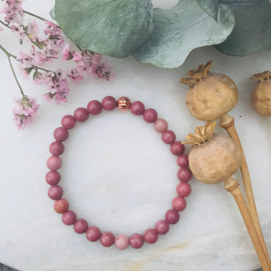 Rhodonite Gemstone Bracelet - Well Being Crystal Jewellery