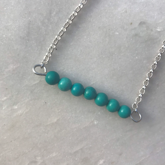 Turquoise - Gemstone Bar Necklace - December Birthstone