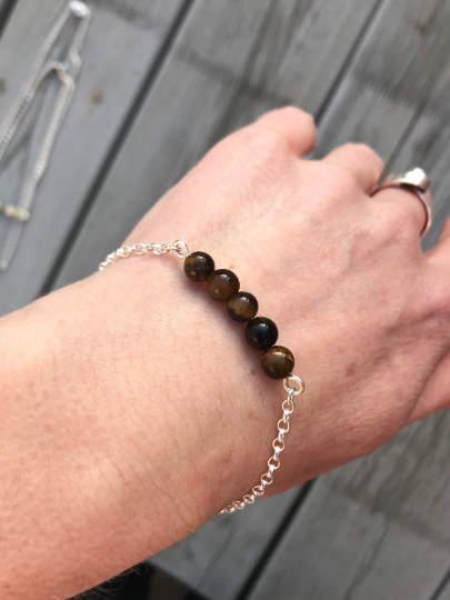 Tiger's Eye Bar Bracelet - Sterling Silver Jewellery