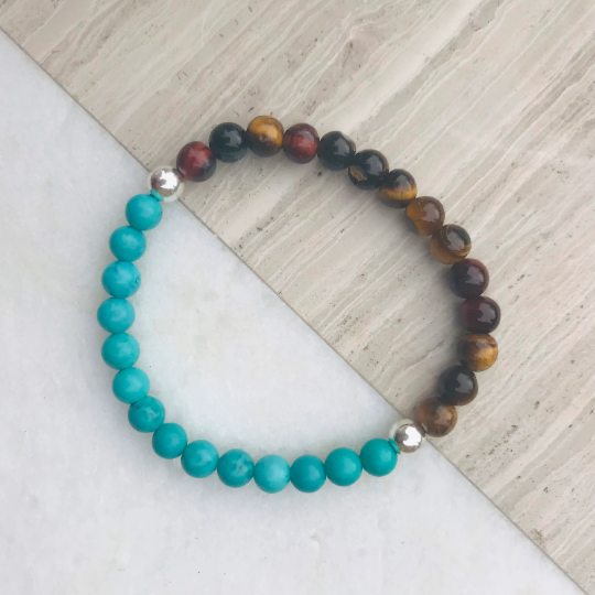 Strength protection and Healing Duo Crystal Bracelet Turquoise and