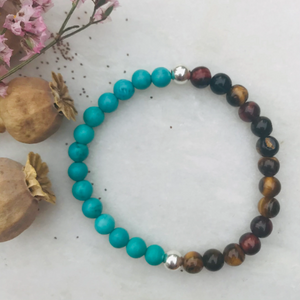 Strength, protection and Healing Duo Crystal Bracelet - Turquoise and Tigereye Jewellery